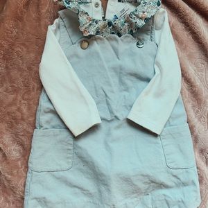 Corduroy Scalloped Dress & Long Sleeve Onesie